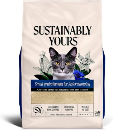 Picture of Sustainably Yours Natural Cat Litter, Small-Grain Formula, Exceptional Clumping & Odor Control, Virtually No Dust, Soft on Paws, Corn & Cassava Plant-Based, Unscented, 10 lbs