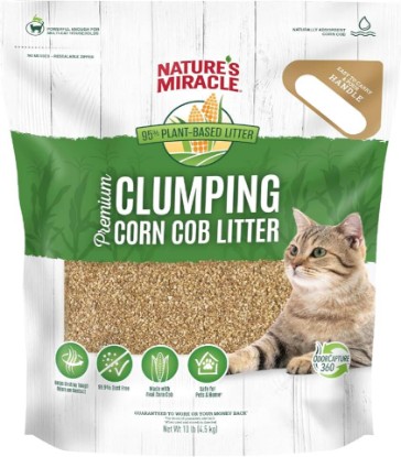 Picture of Nature's Miracle Premium Clumping Corn Cob Cat Litter, 10 lbs | Bio-Enzymatic Formula Detroys Tough Odors, 99.9% Dust Free, Premium Clumping Formula Aborbs Liquid, Resealable Bag
