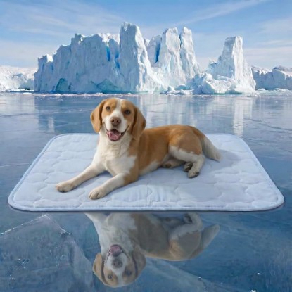 Picture of Pet Cooling Mat for Dogs, Breathable & Washable Cold Pad for Large Dogs, Thin & Portable Dog Bed for Crate Kennel Car Sofa Floor, Q-Max>0.4 Indoor Outdoor Summer Use, 36x24, Blue