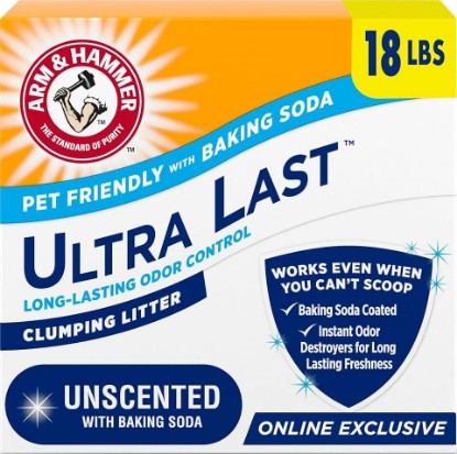 Picture of Arm & Hammer Ultra Last Clumping Cat Litter, Unscented, MultiCat, 18 Lbs | Clumping Formula, 99% Dust Free, Pet Friendly, Baking Soda Odor Control