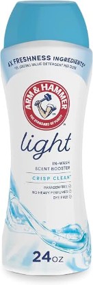 Picture of ARM & HAMMER Light Laundry Scent Booster, Crisp Clean Scent, 24 Oz | In-Wash Laundry Fragrance, No Heavy Perfumes, No Dyes, No Parabens, Laundry Additive