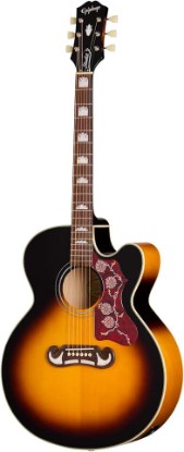 Picture of Epiphone J-200 Studio EC Jumbo Acoustic Electric, Vintage Sunburst with Bag