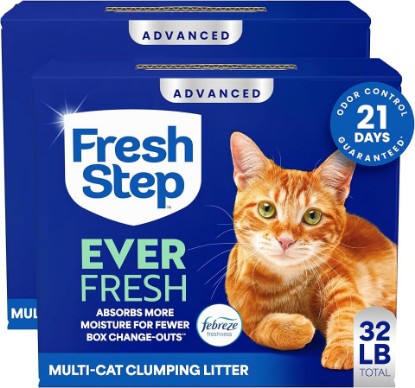 Picture of Fresh Step Advanced Ever Fresh Multi Cat Clumping Cat Litter, 16 lb., 2 Pk | Ultra Absorbent to Last Longer, Scented with Febreze Freshness, Lowest Dust Formula, Compatible with Most Auto Litter Boxes