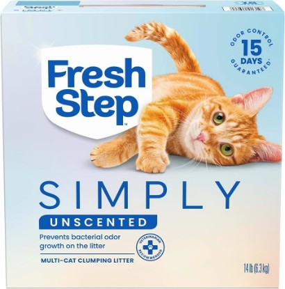 Picture of Fresh Step Simply Unscented Multi Cat Clumping Cat Litter, Low Dust, Odor Control with Activated Charcoal Tech, Compatible in Automatic Litter Boxes, 14 lb.
