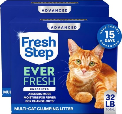 Picture of Fresh Step Advanced Ever Fresh Unscented Clumping Cat Litter, 16 lb., 2 Pk | Ultra Absorbent to Last Longer, Unscented, Lowest Dust Formula, Compatible with Most Auto Litter Boxes