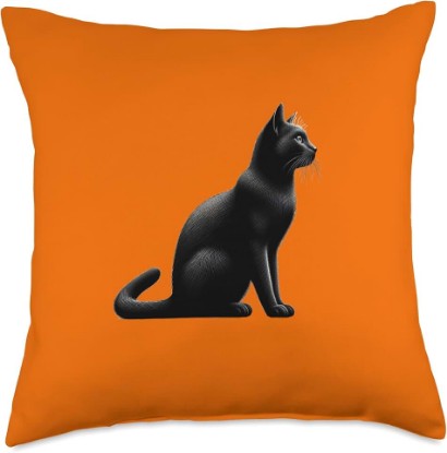 Picture of Cat Series. All Black Cat. Throw Pillow
