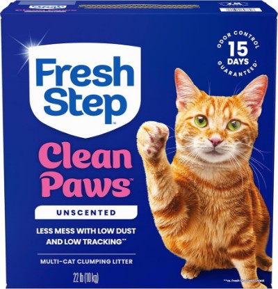 Picture of Fresh Step Clean Paws Multi Cat Clumping Litter, Unscented with Ammonia Block Technology, Low Tracking Formula, 22 lb. Box