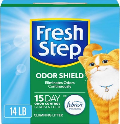 Picture of Fresh Step Odor Shield Multi Cat Clumping Cat Litter With Febreze Freshness, Low Dust, Odor Control with Ammonia Block Tech, Compatible in Automatic Litter Boxes, 14 lb. Box