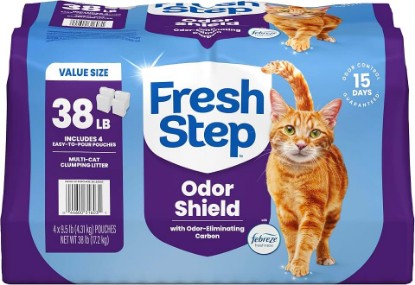 Picture of Fresh Step Multi-Cat Extra Strength Formula Clumping Litter With Febreze Freshness, Ammonia Block Technology, Low Dust, 38 lb. (4 x 9.5 lb. Pouch)