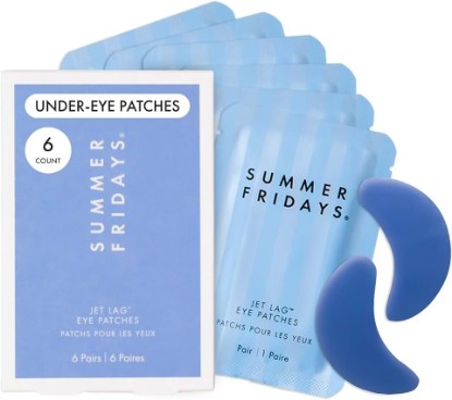 Picture of Summer Fridays Jet Lag Hydrating Eye Patches - De-puffing Hydrogel Under Eye Masks with Hyaluronic Acid, Caffeine + Peptides - Soothing + Refreshing At-Home + Travel Skin Care (6 Pairs) | De-Puffing & Soothing Under Eye Masks, Korean Skin Care Eye Mask Formula with Hyaluronic Acid & Peptides, Travel Essentials