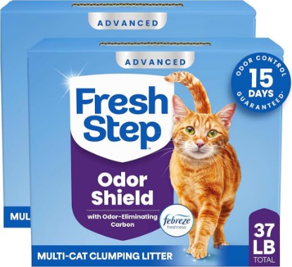 Picture of Fresh Step Advanced Odor Shield Multi Cat Clumping Cat Litter, 18.5 lb, 2Pk | Odor Shield with Ammonia Block Technology, Scented with Febreze Freshness, Low Dust, Compatible with Most Auto Litter Boxes