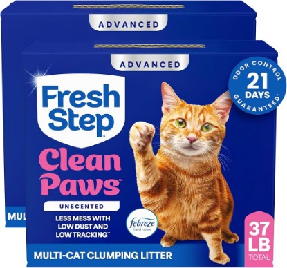 Picture of Fresh Step Advanced Clean Paws Multi Cat Clumping Cat Litter, 18.5 lb, 2 Pk | Low Tracking Granules for Less Mess, Scented with Febreze Freshness, Low Dust, Compatible with Most Auto Litter Boxes