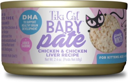 Picture of Tiki Cat Baby Pate Wet Food for Kittens, Chicken & Chicken Liver, 2.4 oz. | Wet Cat Food for Kittens, Chicken & Chicken Liver, High Protein, With DHA to Support Brain Development, High Moisture