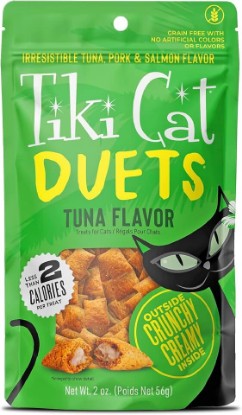 Picture of Tiki Cat Duets Cat Treats, Tuna Flavor, 2 oz. Pouch (8 Count) | Creamy Inside Texture, Low-calorie Treat, Grain Free, No Artificial Colors, 8-count Pack