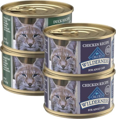 Picture of Blue Buffalo Wilderness Wet Adult Cat Food, Natural High-Protein and Grain-Free Recipes, Chicken and Duck Paté, 3oz Cans, 4-Count Variety Pack Trial Size
