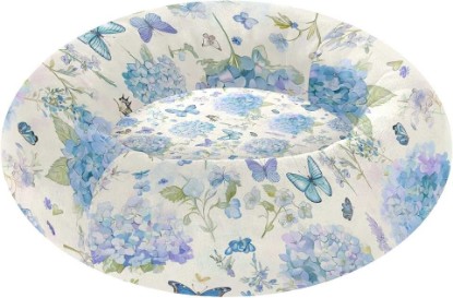 Picture of Blue Hydrangeas Dog Bed for Small Dogs Cats, 18in Calming Donut Bed for Puppy and Kitten, Super Soft Washable Round Fluffy Pet Bed Fit up to 20 LBS