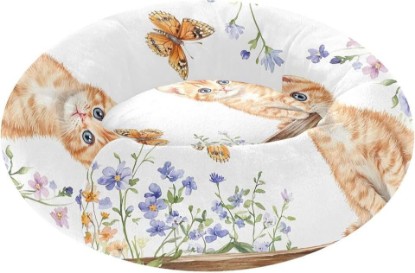 Picture of Spring Cat Donut Dog Bed for Little Dogs Cats - 15" Calming Round Pet Bed with Removable Washable Cover - Fits Pets up to 10 lbs