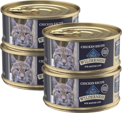 Picture of Blue Buffalo Wilderness Wet Mature Adult 7+ Cat Food, Natural High-Protein and Grain-Free Recipe, Chicken Paté Recipe, 3oz Cans, 4Pack Trial Size