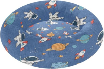 Picture of Pattern Astronaut Space Dog & Cat Bed, 15 Inch Washable Round Calming Pet Bed with Anti-Slip Bottom for Pets Up to 10 lbs