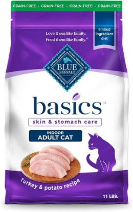 Picture of Blue Buffalo Basics Turkey Grain-Free Dry Cat Food, 11 lb | Skin & Stomach Care, Real Turkey #1 Ingredient, Limited Ingredient Diet, Antioxidant-Rich LifeSource Bits, Skin & Coat Health