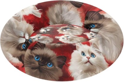 Picture of Ragdoll Cats Donut Dog Bed for Little Dogs Cats - 15" Calming Round Pet Bed with Removable Washable Cover - Fits Pets up to 10 lbs