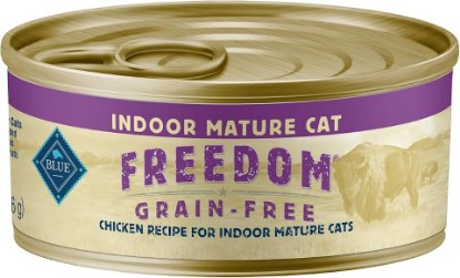 Picture of Blue Buffalo Freedom Grain-Free Wet Cat Food, Complete & Balanced Nutrition for Mature Indoor Cats, Made with Natural Ingredients, Chicken Recipe, 5.5-oz. Cans (24 Count)