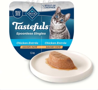 Picture of Blue Buffalo Tastefuls Chicken Spoonless Singles, 2.6 oz, 24 ct | Paté Style, Real Chicken First, 48 Servings Total, Twin-Pack Trays