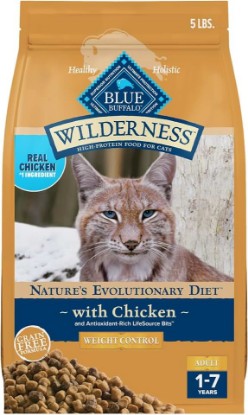 Picture of Blue Buffalo Wilderness Chicken Weight Control Dry Cat Food, 5 lb | Real Chicken #1 Ingredient, High Protein & Grain-Free, Supports Immunity with Antioxidant-Rich LifeSource Bits