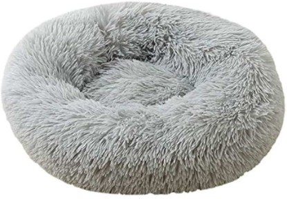 Picture of Fluffy Dog & Cat Bed Plush Donut Round Pet Bed,Grey,20x20inch
