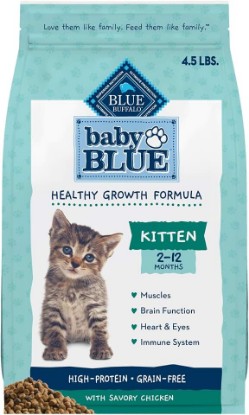 Picture of Blue Buffalo Baby Blue Chicken Kitten Dry Cat Food, Grain-Free, 4.5 lb | Real Chicken #1 Ingredient, High-Protein Recipe, DHA for Cognitive Development, Antioxidant-Rich LifeSource Bits