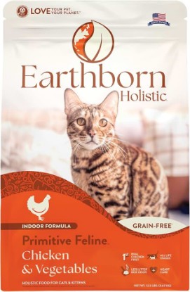 Picture of Earthborn Holistic Primitive Feline Grain Free Chicken Dry Cat Food 12.5 lb | Primitive Feline Grain-Free Dry Cat Food, High Protein Chicken Recipe, Indoor All Life Stages Formula