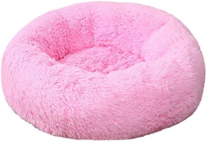 Picture of Fluffy Dog & Cat Bed Plush Donut Round Pet Bed,Pink,20x20inch