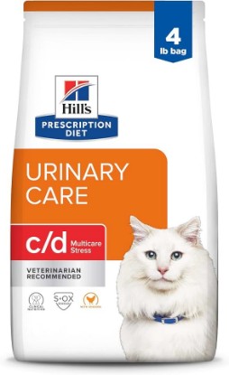Picture of HILL'S PRESCRIPTION DIET c/d Multicare Stress Urinary Care Dry Cat Food | #1 Veterinarian Recommended, Chicken Recipe, 4 lb. Bag