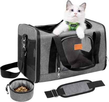 Picture of Roypet Cat Carrier,Portable Pet Carrier Bag for Cats and Small Dogs,Foldable Soft-Sided and Scratch-Proof mesh Cat Bag Pet Carriers,Airline Approved Pet Carrier,Pet Travel Carrier Up to 15 Lbs,Grey