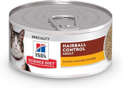Picture of Hill's Science Diet Adult 1-6 Hairball Control Wet Cat Food | #1 Veterinarian Recommended, Chicken Recipe, 5.5 oz. Cans, 24-Pack