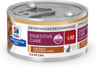 Picture of HILL'S PRESCRIPTION DIET i/d Digestive Care Wet Cat Food | #1 Veterinarian Recommended, Chicken & Vegetable Stew, 2.9 oz. Cans, 24-Pack