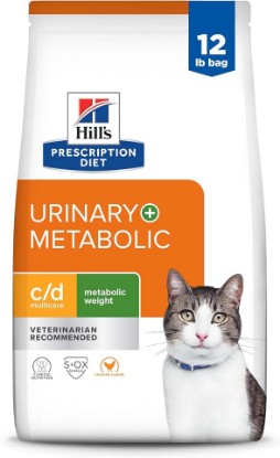 Picture of HILL'S PRESCRIPTION DIET c/d Multicare + Metabolic Weight Dry Cat Food | #1 Veterinarian Recommended, Chicken Recipe, 12 lb. Bag
