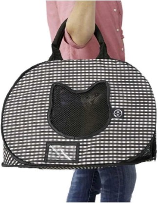 Picture of Necoichi Stress-Free Cat Travel Carrier Collapsible Gray White for 2 Cats, for Indoor Cats Small Medium Large Cats(Black)