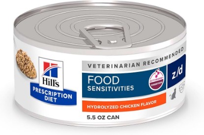 Picture of HILL'S PRESCRIPTION DIET z/d Skin/Food Sensitivities Wet Cat Food | #1 Veterinarian Recommended, Hydrolyzed Chicken Recipe, 5.5 oz. Cans, 24-Pack