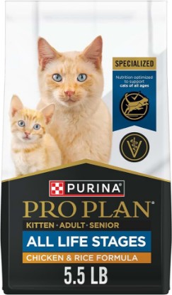 Picture of Purina Pro Plan All Life Stages High Protein Cat Food Chicken and Rice Dry Kibble 5.5 Pound (Pack of 1)