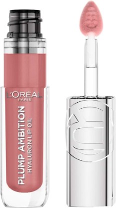 Picture of L'Oreal Paris Plump Ambition Hyaluron Lip Oil, 24 HR Lip Gloss with Hyaluronic Acid, Volumizing Formula with Glass-Like Shine, Worth It 601, 0.16 Fl Oz