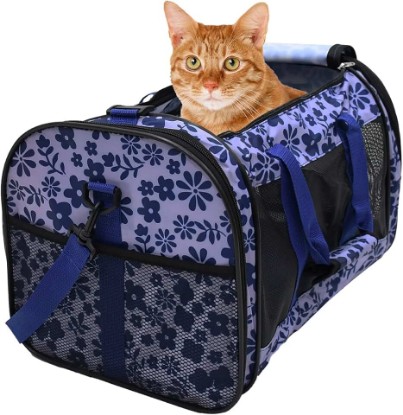 Picture of Soft-Sided Kennel Pet Carrier, Airline Approved Travel Handbag | Collapsible Dog Car Seat, Multi Openings, Foldable, Breathable Mesh, Up to 18 lbs, Car Travel & Vet Visits