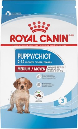 Picture of ROYAL CANIN Size Health Nutrition Medium Puppy Dry Dog Food, 4 lb Bag | Growth And Development, Immune & Digestive Health, For Puppies 23-55 lb, Crunchy Kibble, Developed by Veterinarians