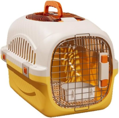 Picture of Cat Carrier Airline Approved, Portable Pet Travel Crate with Anti-Stress Design for Cats & Small Dogs, Car Safe Kennel with Top Window (Yellow)