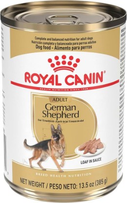 Picture of ROYAL CANIN German Shepherd Adult Wet Dog Food, 13.5 oz, 12-Pack | Skin & Coat Support, Bone & Joint Support, For Adult German Shepherds 15+ Months, Loaf in Sauce, Developed by Veterinarians
