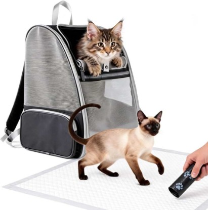 Picture of Cat Carrier Soft Sided Pet Carrier Backpack Airline Approved cat Bag for Cats & Dogs - Collapsible, 270° Breathable Design with 1 Pet Poop Bag+ 5 Leak-Proof Pee Pads, Ideal for Small/Medium Pets