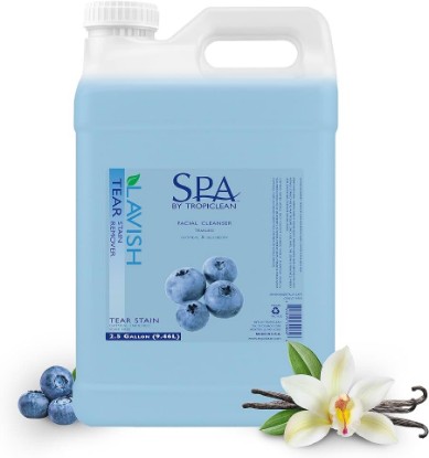 Picture of TropiClean SPA Tear Stain Remover for Dogs, Blueberry Facial, 2.5 Gallon