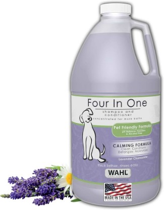 Picture of Wahl USA 4-in-1 Calming Pet Shampoo for Dogs, Lavender Chamomile, 64 oz | Half Gallon Shampoo For Multi-Dog Families To Clean, Condition, Detangle, And Moisturize Fur During Bath - Model 821000-050