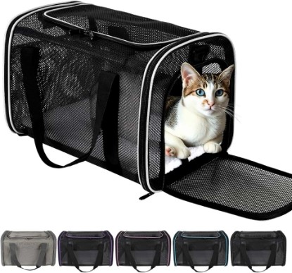 Picture of Cat Carrier Dog Carrier Pet Carriers Soft-Sided Cats Bag Animal Carriers Puppy Carrying Bag TSA Airline Approved Small Dog Carrier Soft Sided, Collapsible Travel Carriers for Big Cats(Up to 16lbs),
