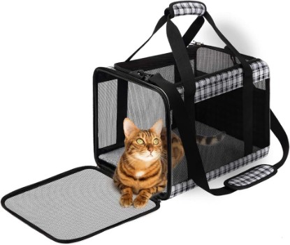 Picture of EXPAWLORER Large Cat Carrier Dog Carriers Soft for Small Medium Cats Puppies Up to 20lbs, Airline Approved Pet Carrier Soft-Sided Collapsible Pet Travel Carrier Fit 2 Kitties (Black)